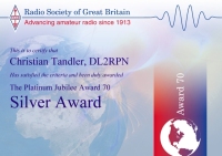 RSGB Platinum Award 70 - Silver